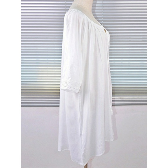 Boho White Tassel Fringe Tunic Beach Coverup - Picture 3 of 5